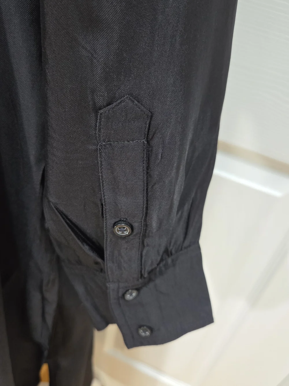 J.Crew Bungalow Dress Sz L Drapey Viscose Twill Black Side-Seam Pockets Long Sle